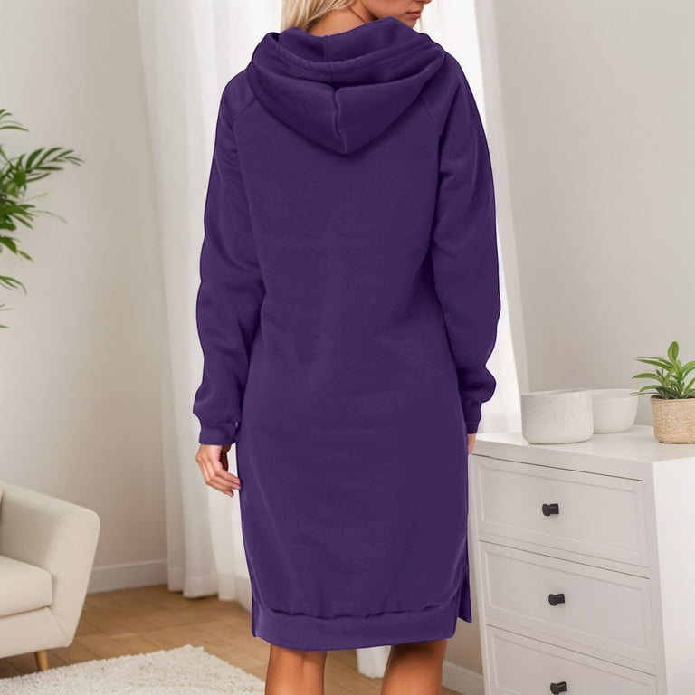 fitted lace wedding dress Womens Purple Floral Skulls Pullover Hoodie Dress 6XL main image 1