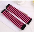 thumbnail image 3 of Resicozy Women's Fingerless Gloves Striped Elbow Length Knitted Arm Warmers Long Knitted Fingerless Gloves Thumbhole Stretch Arm Warmers Hot Pink, 3 of 3