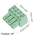 thumbnail image 4 of Unique Bargains 5Pcs AC300V 8A 3.5mm Pitch 4P Flat Angle Needle Seat Insert-In PCB Terminal, 4 of 4