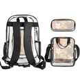 thumbnail image 4 of Transparent Backpack Meal Bag Three-Piece Set With Convenient Access Backpack Meal Bag Equipped With Two Net Pockets For Work Travel Sports Yellow Background With Flowers, 4 of 8