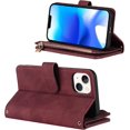 thumbnail image 6 of Fit for iPhone 14 Plus (5G 2022) Wallet Case,[9 Card Slots] [Removable Adjustable Crossbody Necklace Lanyard Shoulder Strap] Zipper PU Leather Case for Women & Men 6.7 Inch,Burgundy, 6 of 15