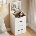 thumbnail image 5 of Small Vanity Desk, 3-in-1 Vanity Desk with Flip Top Mirror, Makeup Vanity Table with Cushioned Stool for Small Space, Compact Dressing Table, Vanity Set for Bedroom (White), 5 of 6