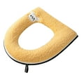 thumbnail image 2 of Kumdkd Yellow Thickened Toilet Seat Cover with Handle, Winter Warm Waterproof Toilet Seat, Removable Soft Fabric Toilet Lid Cover for Cold Weather, Universal Fit for Most Toilets, Easy Clean, 2 of 6