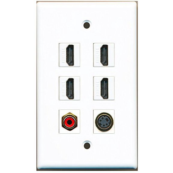 RiteAV - 4 HDMI 1 Port RCA Red 1 Port S-Video Wall Plate