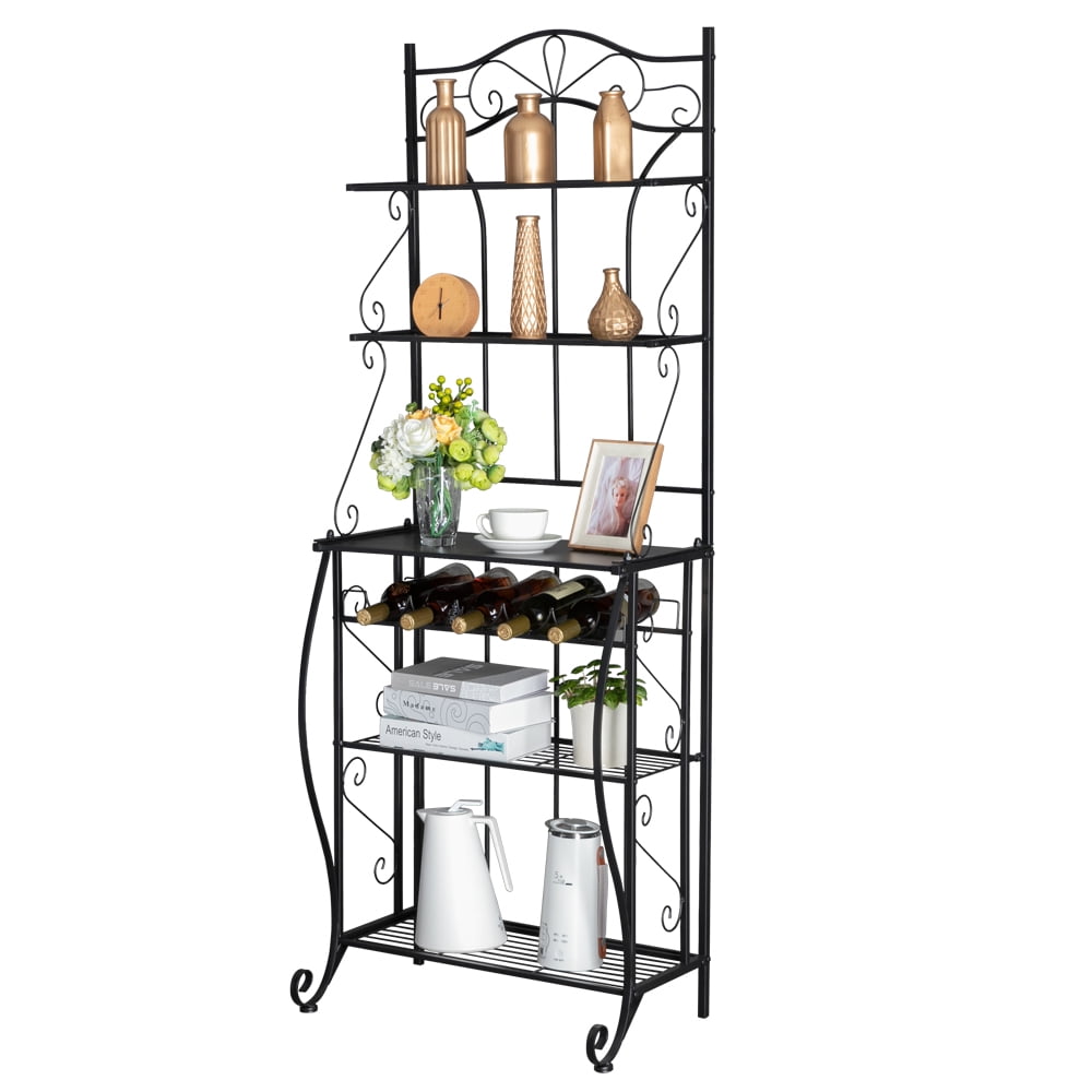 5 Tier Multiuse Black Metal Kitchen Bakers Rack