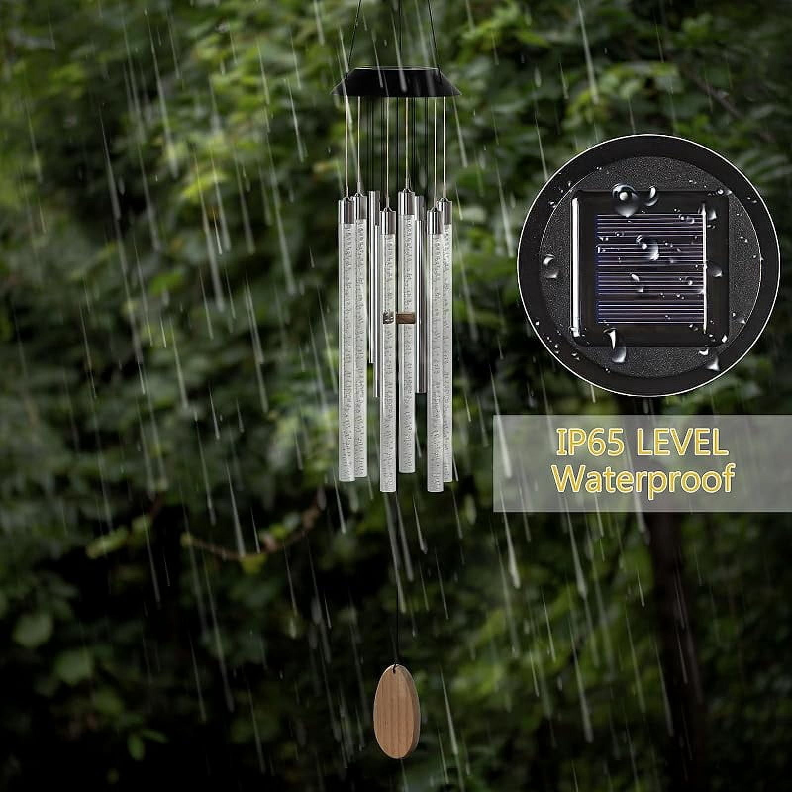 Solar Wind Chimes for Outside,37 Inch Memorial Wind Chimes Gifts for Mom Grandma, 6 LED Tubes Color Changing Waterproof Windchimes Hanging Ornament for Home Outdoor Patio Garden Yard