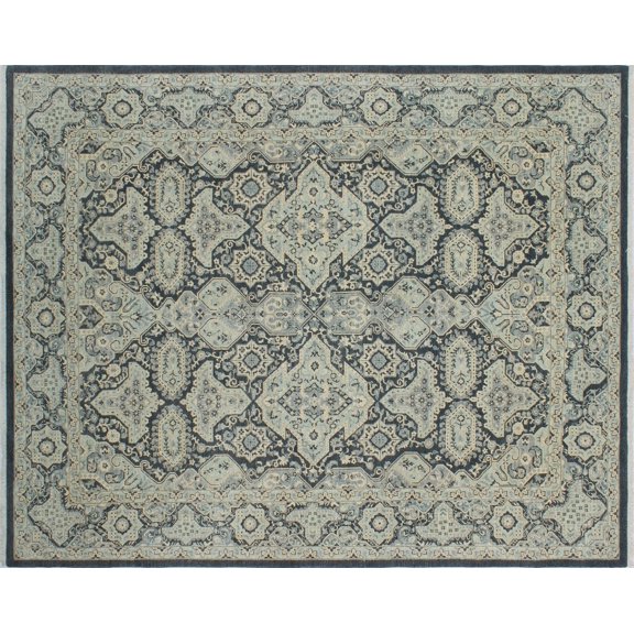 Peshawar Ayesha Charcoal/Blue Rug, 7'10" x 9'10"