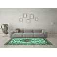 thumbnail image 3 of Ahgly Company Indoor Round Persian Turquoise Blue Traditional Area Rugs, 3' Round, 3 of 4