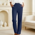 thumbnail image 2 of LIIPEE Womens Pants Casual Solid Color Ankle Straight-Leg Pull-On Khakis Female Mid Elastic Waist Regular Soft Daily Breathable Comfortable Pants With Pockets,L, 2 of 5