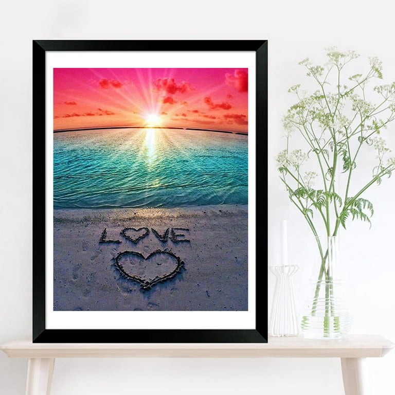 Full Drill 5D Diamond Painting Kits for Home Wall Decor, DIY Beach & LOVE  Diamond Art Gift, Personalised Paint by Numbers for Adults. (40cm x 30cm)