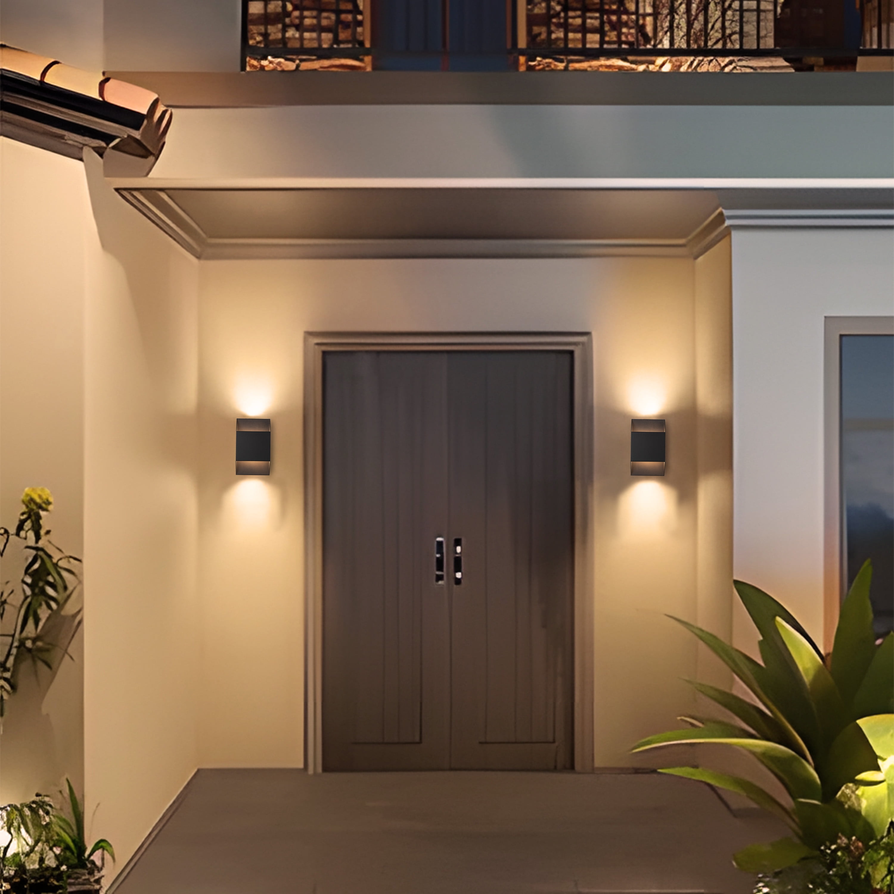 C Cattleya 2-Light Matte Black Aluminum LED Outdoor Wall Lights(2-Pack)