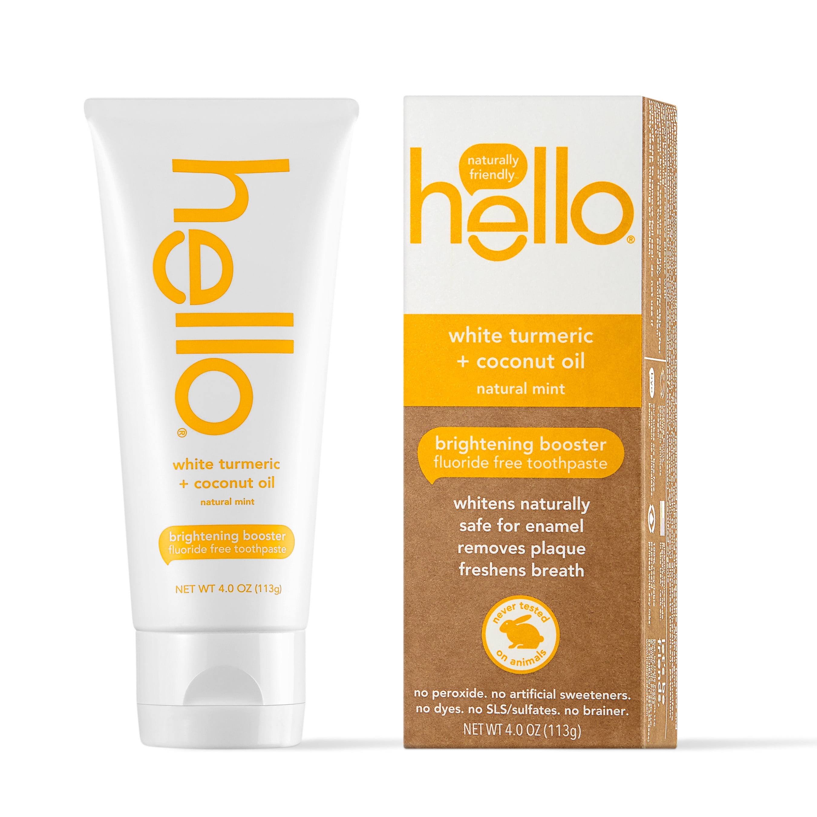 Hello Brightening Booster Whitening Toothpaste with Turmeric, Vegan