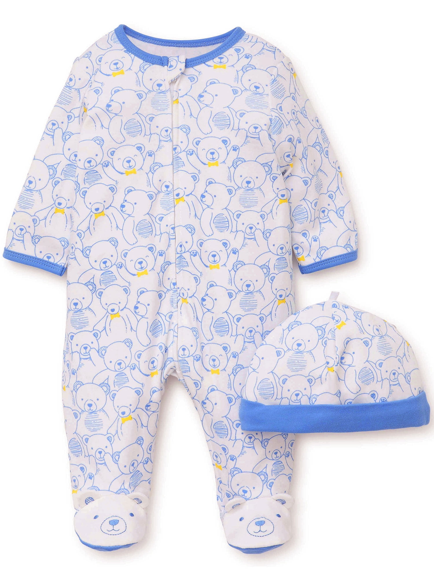 Baby Sleepers Teddy Bear Blue OnePiece Zipper Footie Pajamas for Boys Preemie