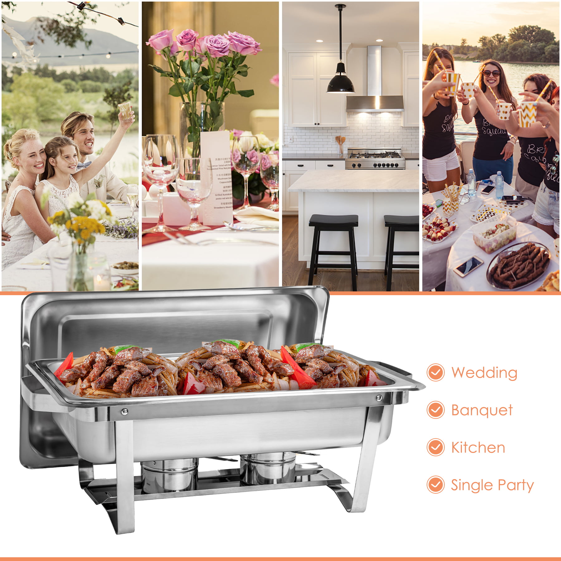 Mlia Chafing Dishes Buffet Stove Food Warmer 9l / 8 Quart Stainless Steel  Foldable For Self-service Restaurant Catering Parties Free Shipping