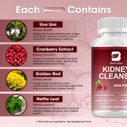 Kidney Cleanse Support Supplement - Natural Cranberry, Buchu & Uva Ursi Extract to Support Kidneys, Bladder & Urinary Tract Health Supplements, 120 CT