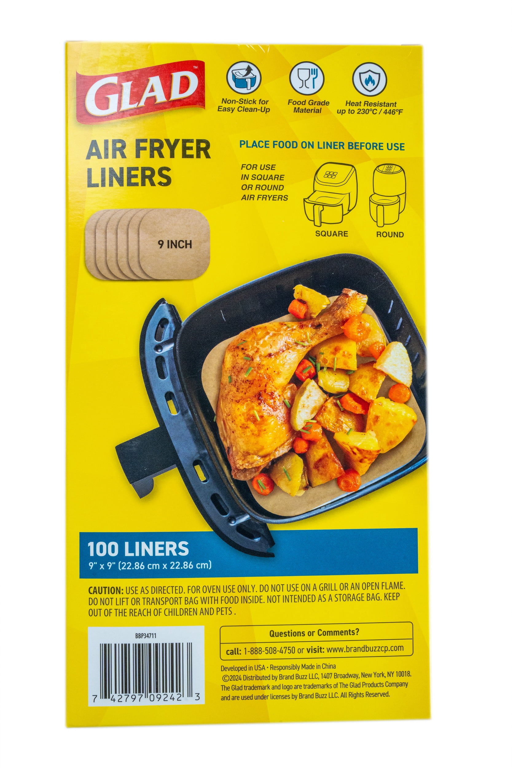 Glad Air Fryer Liner 9" x 9" 100 CT