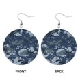 thumbnail image 2 of Navy Blue Digital Camouflage Dangle Round Lightweight Drop Circle Earrings For Women, 2 of 6