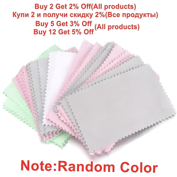 ACDANC 50 Pcs Jewelry Cleaning Polishing Cloth, Lightweight Square Fabric Portable Mixed Color