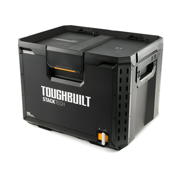 Open Box ToughBuilt XL Tool box Organizer with Lock and Removable Tray, Black
