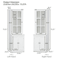 thumbnail image 2 of 75.25'' Tall Display Cabinet with Single Tempered Glass Door, China Cabinet Hutch Cabinet with Double-Action LH & RH Door for Living Room, Kitchen, Home, Studio - White, 2 of 15