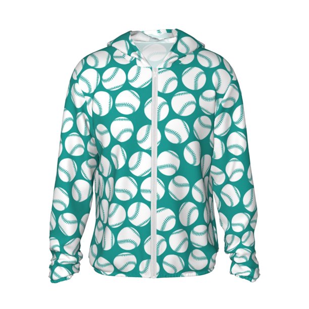 Balery Green Baseball Sudadera ligera de manga larga con capucha y protección solar UPF 50+ para hombre y mujer, ideal para pesca y running-Medium