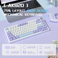 thumbnail image 2 of Ajazz AK820 RGB Backlight Compact USB Mechanical Keyboard, White & Purple, 2 of 9