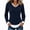 Dark Blue women ribbed knit long sleeve top a1, variant on Women's Ribbed Knit Two Piece Look Long Sleeve Top V-Neck Layered Casual Slim Fit Fall Winter Pullover Shirt, Purple 2XL