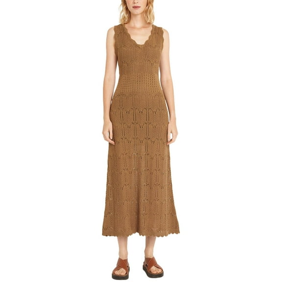 Luxely womens  Linen-Blend Midi Dress, m, Green