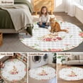thumbnail image 5 of Easter Bunny Round Area Rug 6Ft Washable Circle Rugs for Bathroom Office, Spring Watercolor Pink Flower Grey Plaid Non-Slip Carpet Floor Mats Indoor Outdoor Carpet Runner Aesthetic Home Decor, 5 of 8