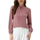 thumbnail image 1 of CAMISA DE CHIFFON INSPIRADA CHIC PARA MUJERES, OFICINA, CUELLO ALTO, MANGA LARGA, BLUSA XL GRIS ROSA, 1 of 5