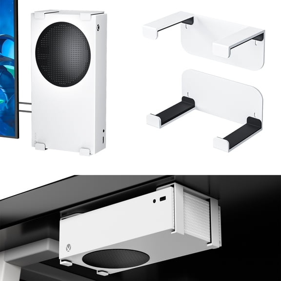 Wall Mount Holer for Xbox Series S, Metal Vertical Hanging On Wall or Under Desk, Wall Shelf Bracket for XSS Game Accessories, White