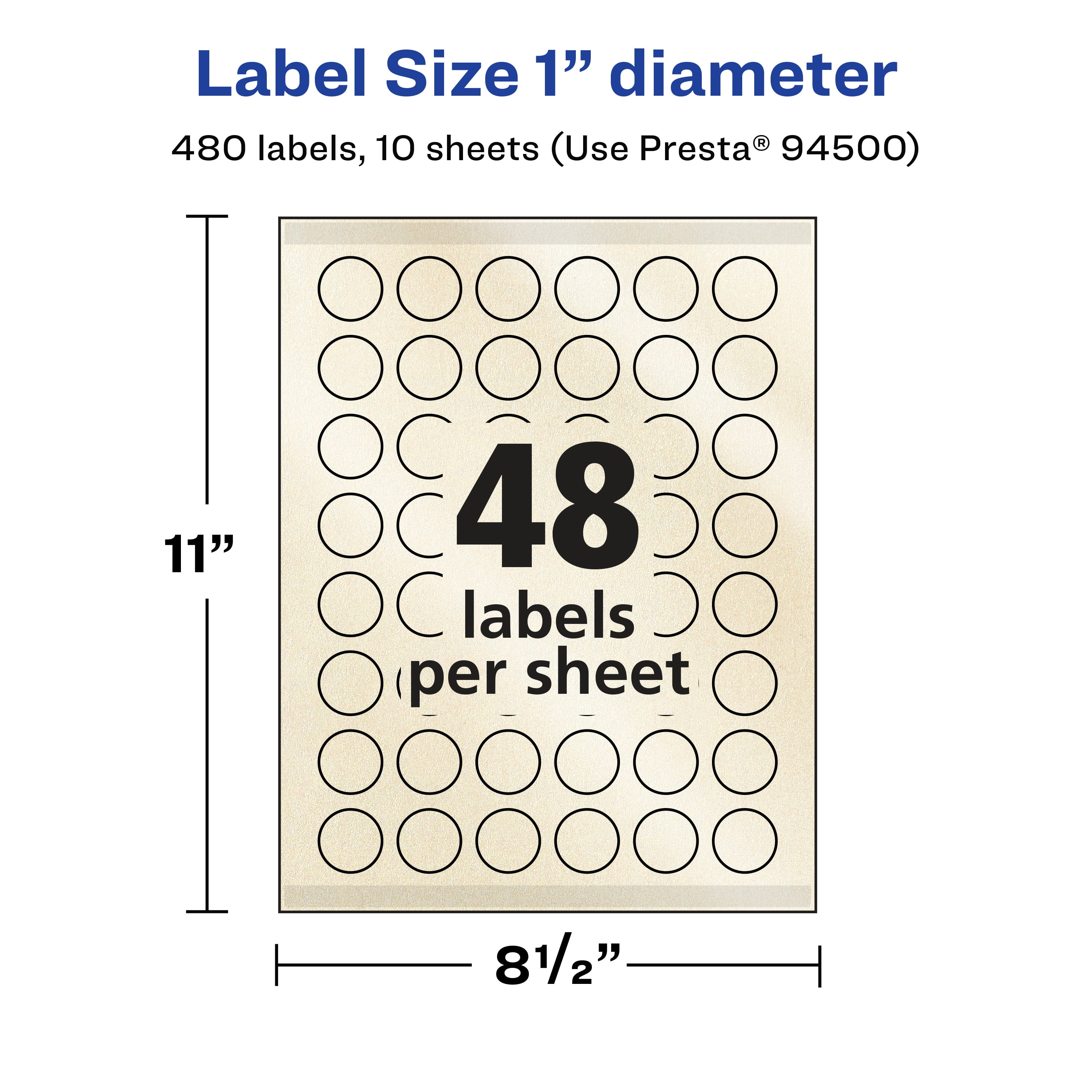 Avery Pearlized Ivory Round Labels, 1" Diameter, 480ct