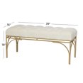 thumbnail image 3 of DecMode Metal Bench with Velvet Seat, White, 3 of 9