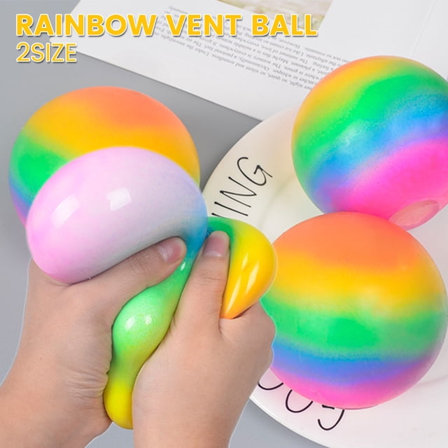 Bola de estrés colorida Exprimidor de bolas de ventilación de arco iris Movimiento de la mano Bola de presión en polvo Niños Juguete para adultos Alivio antiestrés Adultos Descompresión Muyoka Juguetes