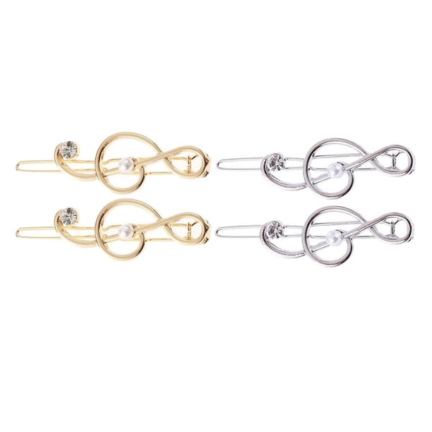 4 piezas horquilla clip aleación nota cristal broche de para el cabello niñas sombreros