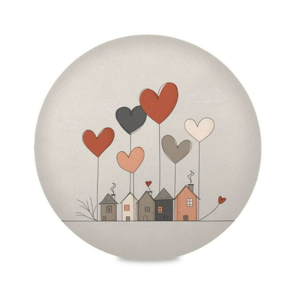 Round Placemat Heat Resistant & Wrinkle-Free Dining Table Decor Placemat For Home & Weddings Hearts Floating above The Roofline