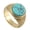 Gold Blue, variant on HIJONES Men's Retro Round Gemstone Ring Vintage Stainless Steel Scales Hip Hop Ring Band Finger Jewelry Gold Black Size 8