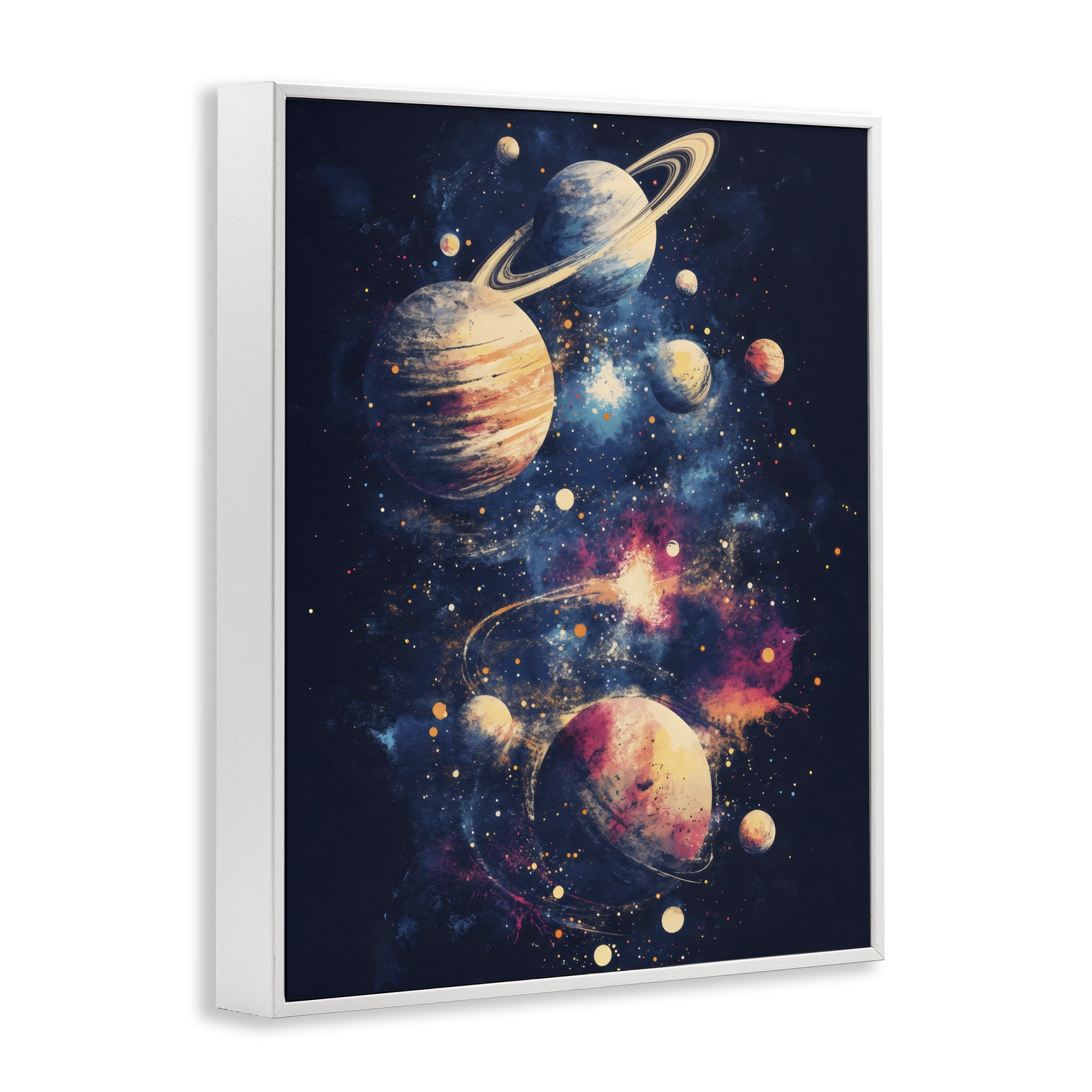 Stupell Industries Cosmic Planet Curiosities White Framed Giclee Art, design by Creative Studio