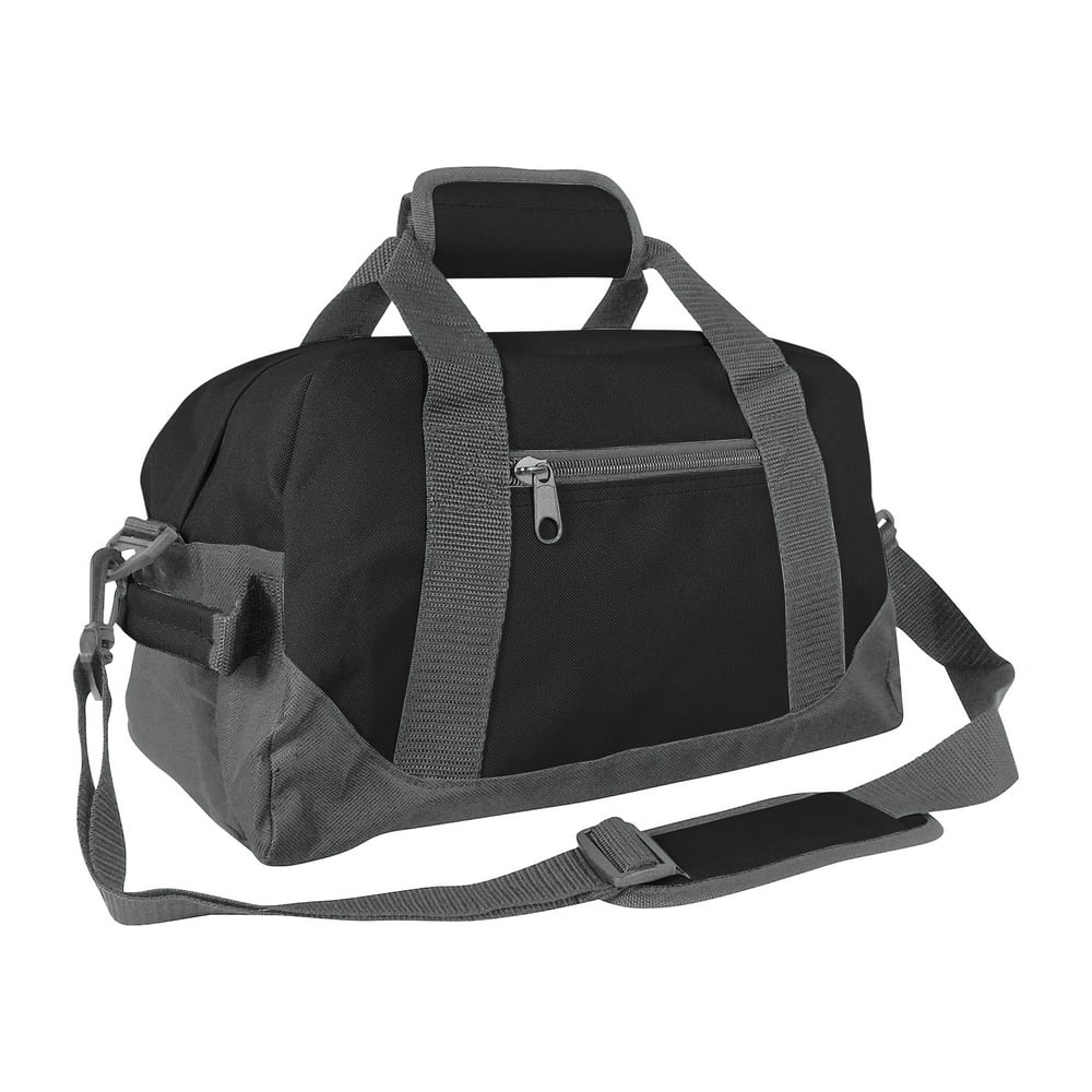 DALIX 14" Small Duffel Bag Gym Duffle Two Tone in Black and Gray with