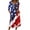 Red, variant on Women's Independence Day 250 Years Anniversary Patriotic Dress 3/4 Sleeve Button Neck Printed Midi Dress Loose Fit Soft Fabric Casual Comfortable Everyday Wear USA Flag Summer Dress Red M