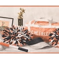 thumbnail image 1 of Cheerleader Pom Pom Bag Chaussures Tasse Bâton Orange Noir Blanc Papier Peint Sport Border Design Rétro, Rouleau 15' x 10.25'', 1 of 3