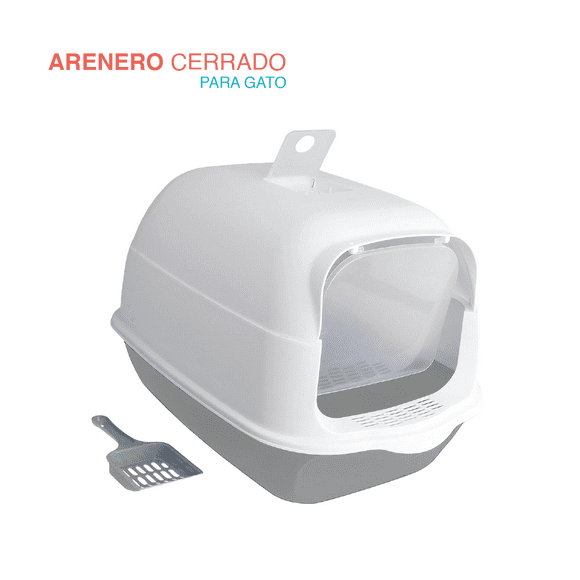 Arenero para Gato Cerrado Puerta Abatible Pala Ventilacion