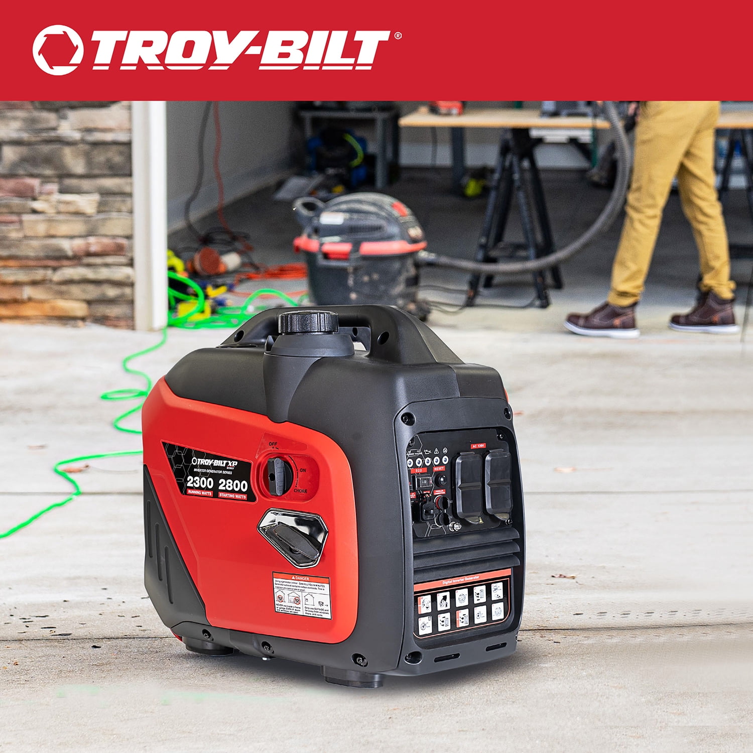 Troy-Bilt 2800W Quiet Portable Inverter Generator with Parallel Capability