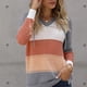 thumbnail image 3 of Sudadera con capucha de rayas y bloques de color para mujer, sudadera holgada con capucha, tops de manga larga, 3 of 5