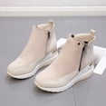 thumbnail image 6 of KAQ Women's Chunky Platform High - Heel Wedge Sneakers - Fashionable, Breathable & Lightweight. Air - Cushioned Casual White Canvas Sneakers with Side Zipper for Comfortable Walking, 6 of 7