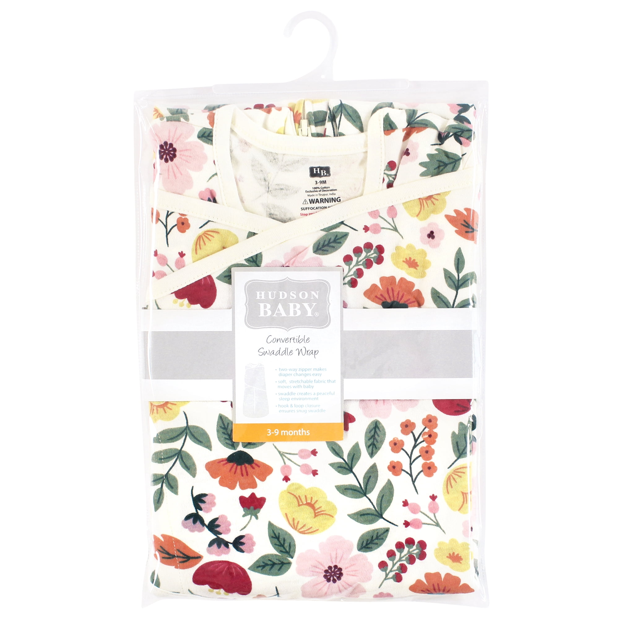 Hudson Baby Infant Girl Convertible Swaddle Sleep Sack, Fall Botanical, 3-9 Months