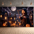thumbnail image 3 of Gothic Design Halloween Banner Skeleton Decoration Spooky Night Graveyard Scene for Party Decor Haunted House Theme, 3 of 9