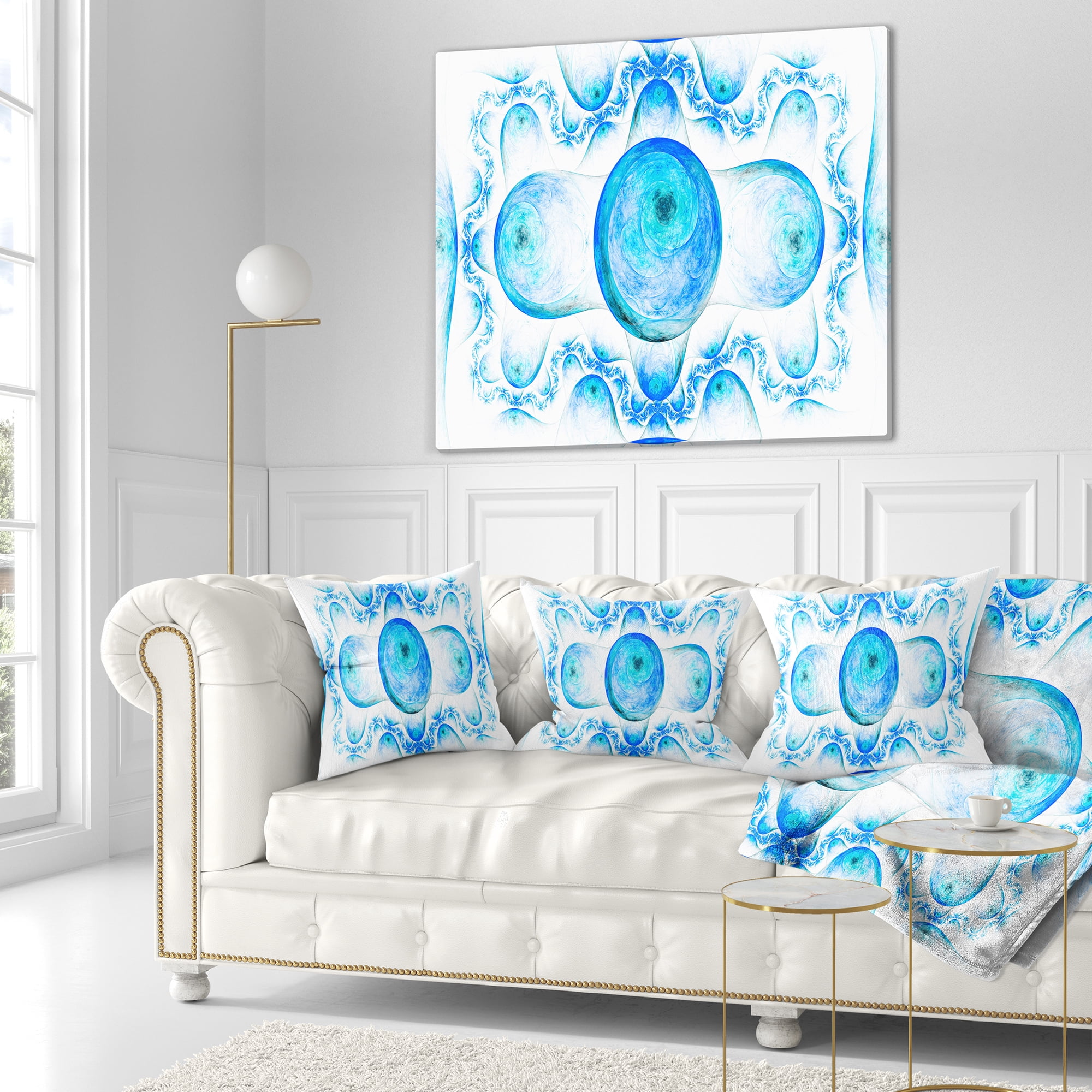 Designart Blue Exotic Fractal Pattern - Abstract Throw Pillow - 16x16
