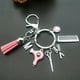 thumbnail image 3 of LLavero de borla con abalorio de estilo A-Z, joyería Retro, Mini tijeras de peluquería, secador de pelo, peine, regalo, 3 of 4