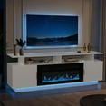 thumbnail image 2 of 70” Fluted TV Stand with 36” Electric Fireplace, 2 Tier TV Console Cabinet with Storage Cabinet, LED Lights, Power Outlet, Modern Wood Entertainment Stand Fits TVs up to 80" for Living Room, Bedroom, 2 of 8